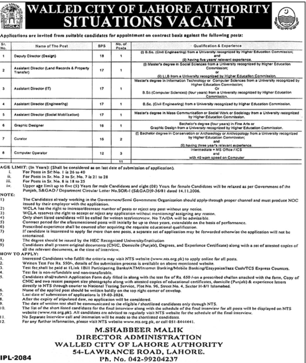 WCLA jobs 2026 Advertisement